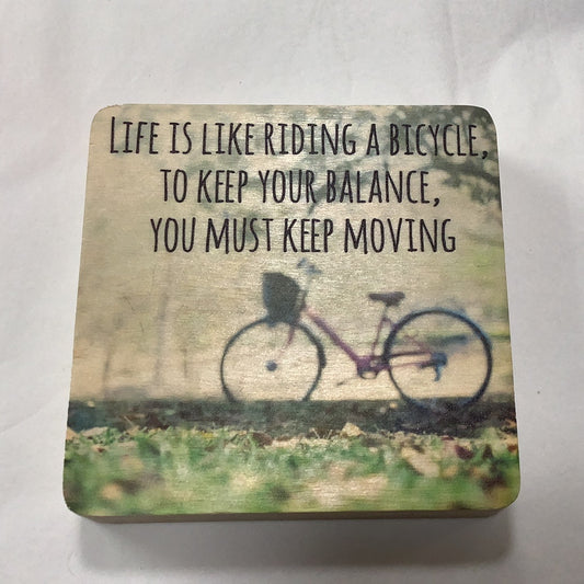 Wooden Block Sign bicycle
