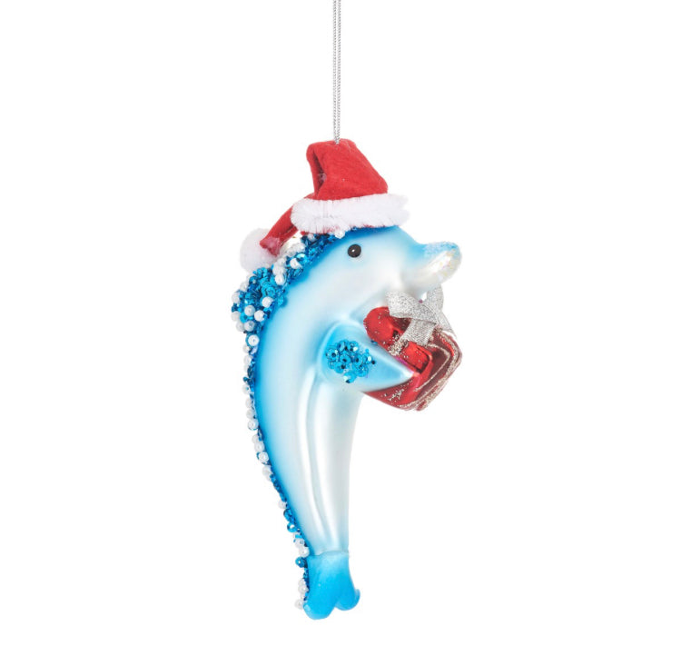 Sass & Belle Santa dolphin Christmas Decoration