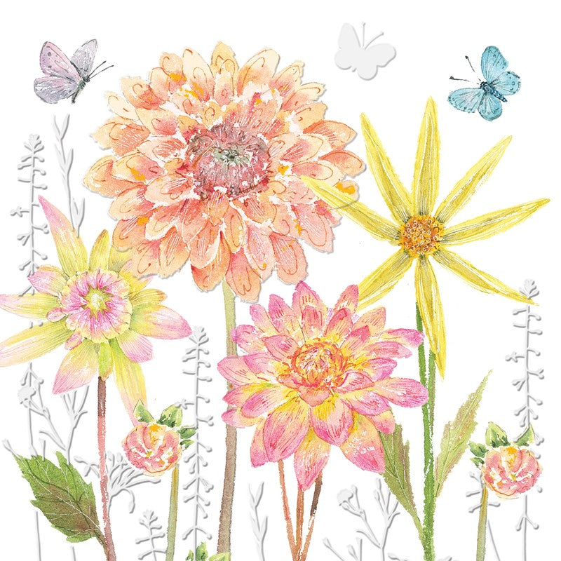 'Pastel Dahlias' Greetings Card
