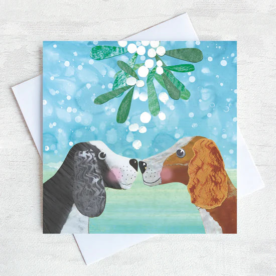 Puppies & Mistletoe Christmas Card