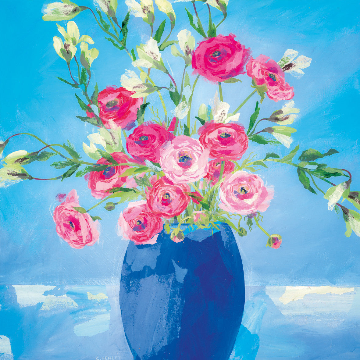 Ranunculus Greetings Card by Claire Henley