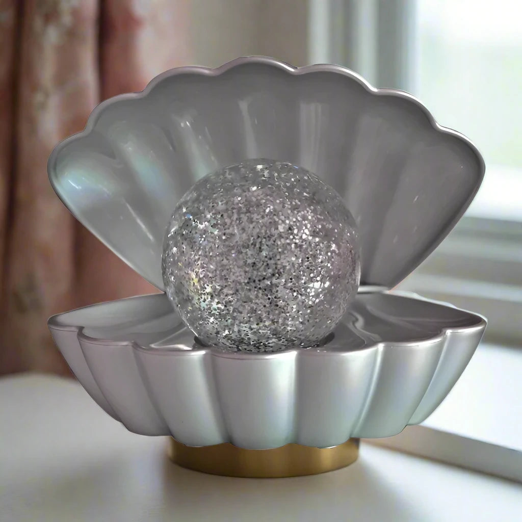 Colour Changing Mood Lamp Clam Shell - Metallic Silver