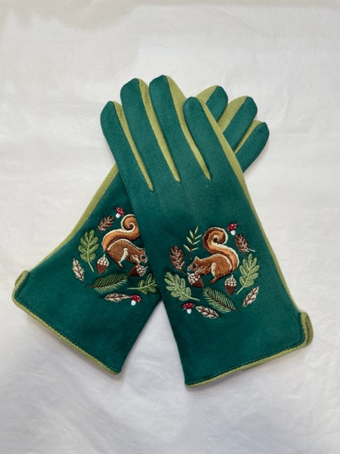 Squirrel Embroidered Gloves by House of Disaster