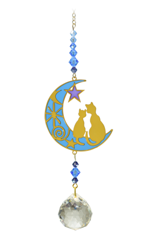 Crystal Dreams Two Cats Moon - Moonlight