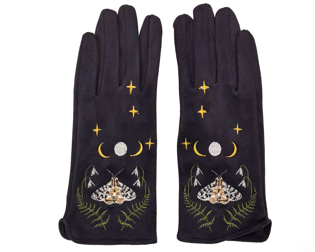 Secret Garden Embroidered Moth Gloves