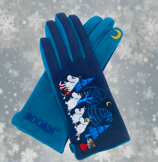 Moomin Blue Forest Embroidered Gloves