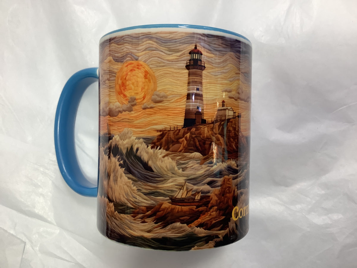 Cornwall Lighthouse and Waves Mug