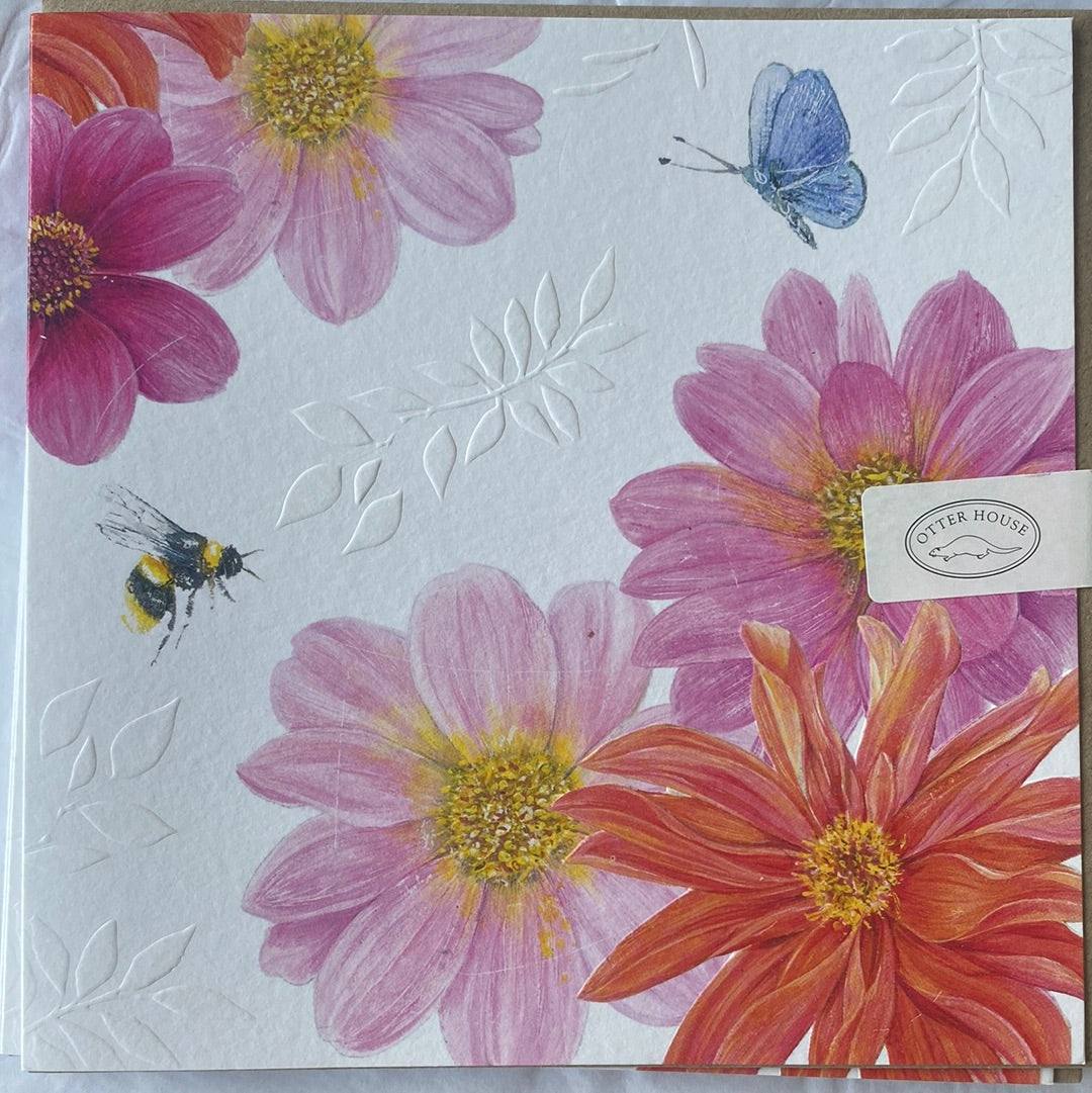 Bright Dahlias Greetings Card