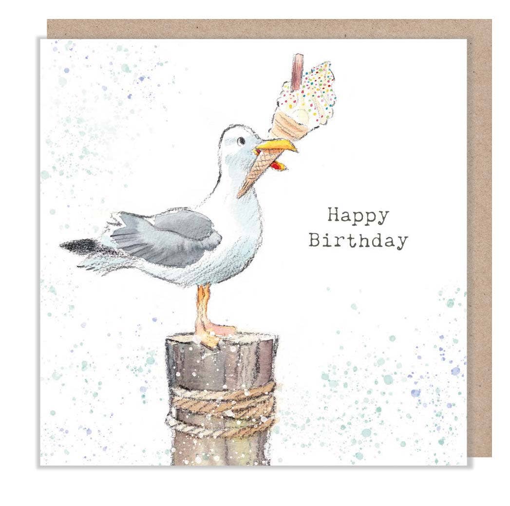 Seagull Birthday Card  'By the Seashore' range