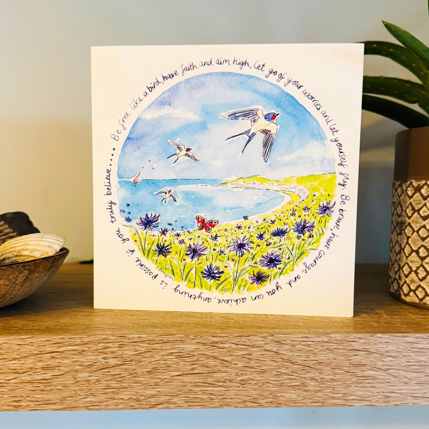 Be Free Mindful Nature Art Card by Janine Drayson