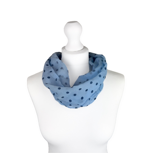 Polka Dot Magnetic Scarf, Light Blue