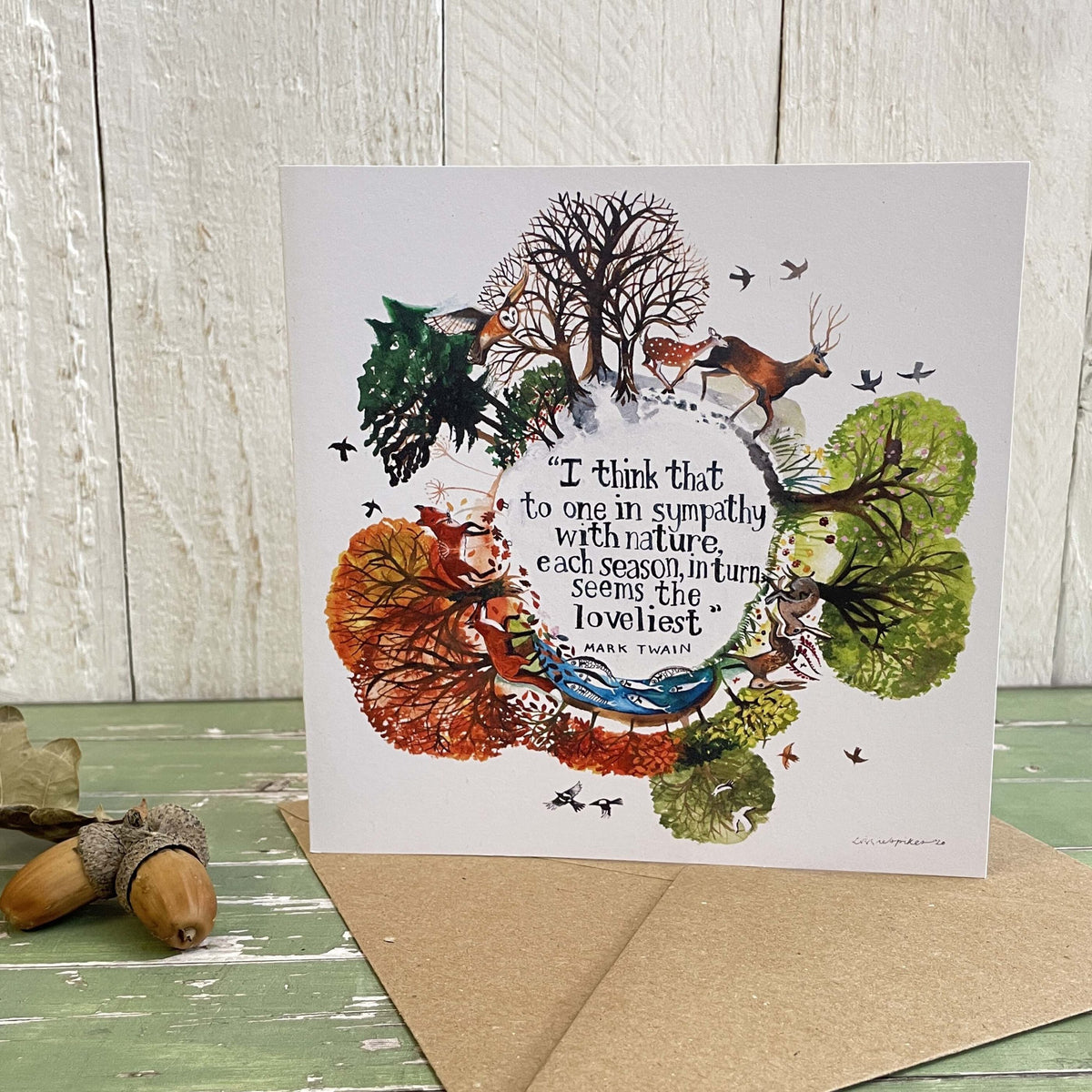 Driftwood Designs - Seasons – Mark Twain Square Greetings Card