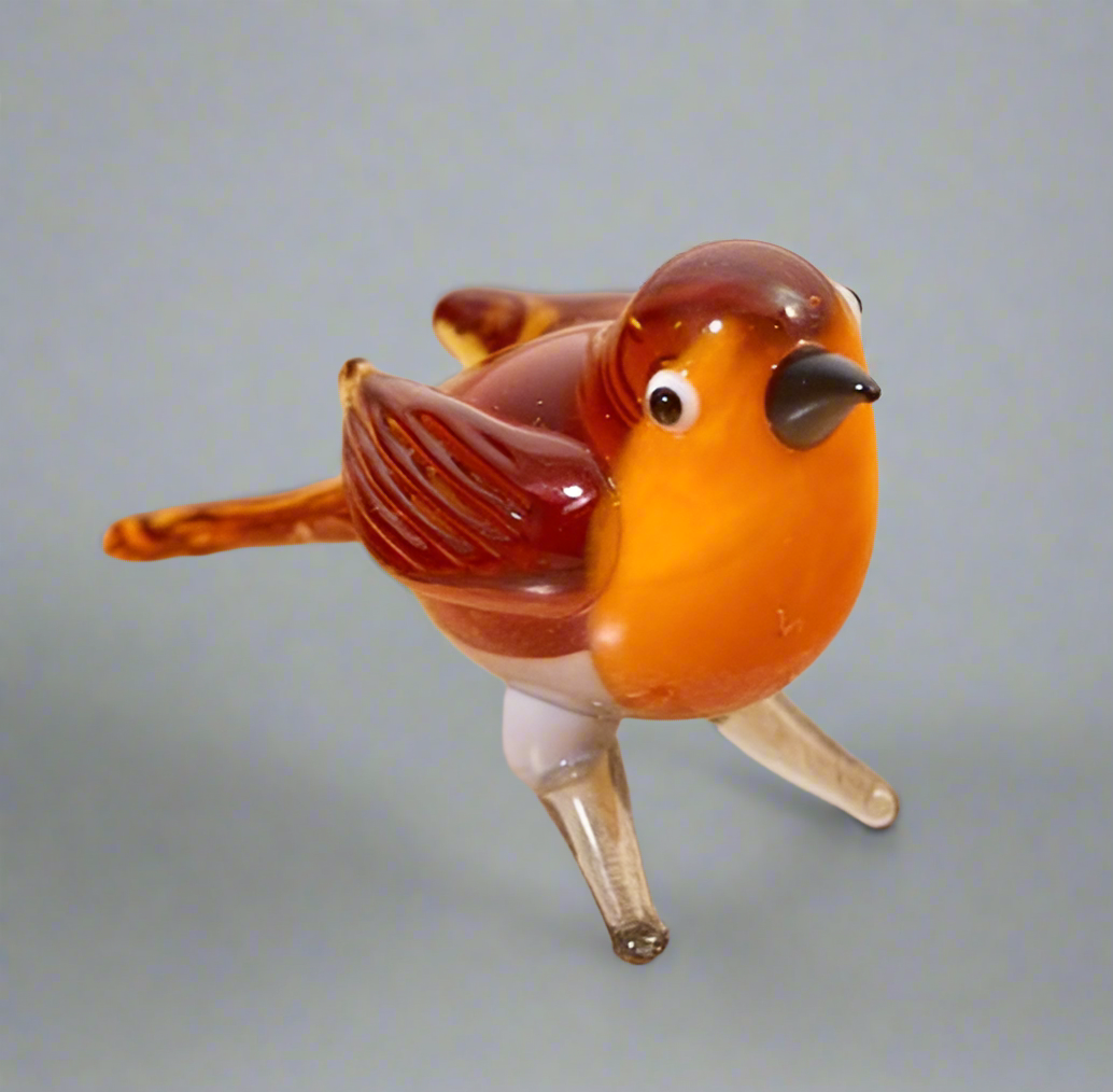 Glass Robin, Brown with Clear Legs