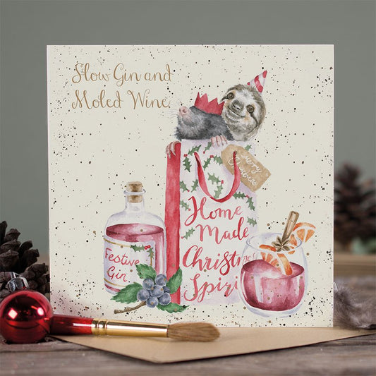 Sloe Gin and Moled Wine Christmas Card