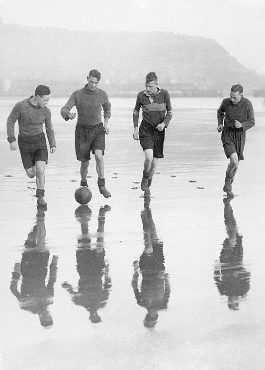 Training on the Beach Black & White Greetings Card