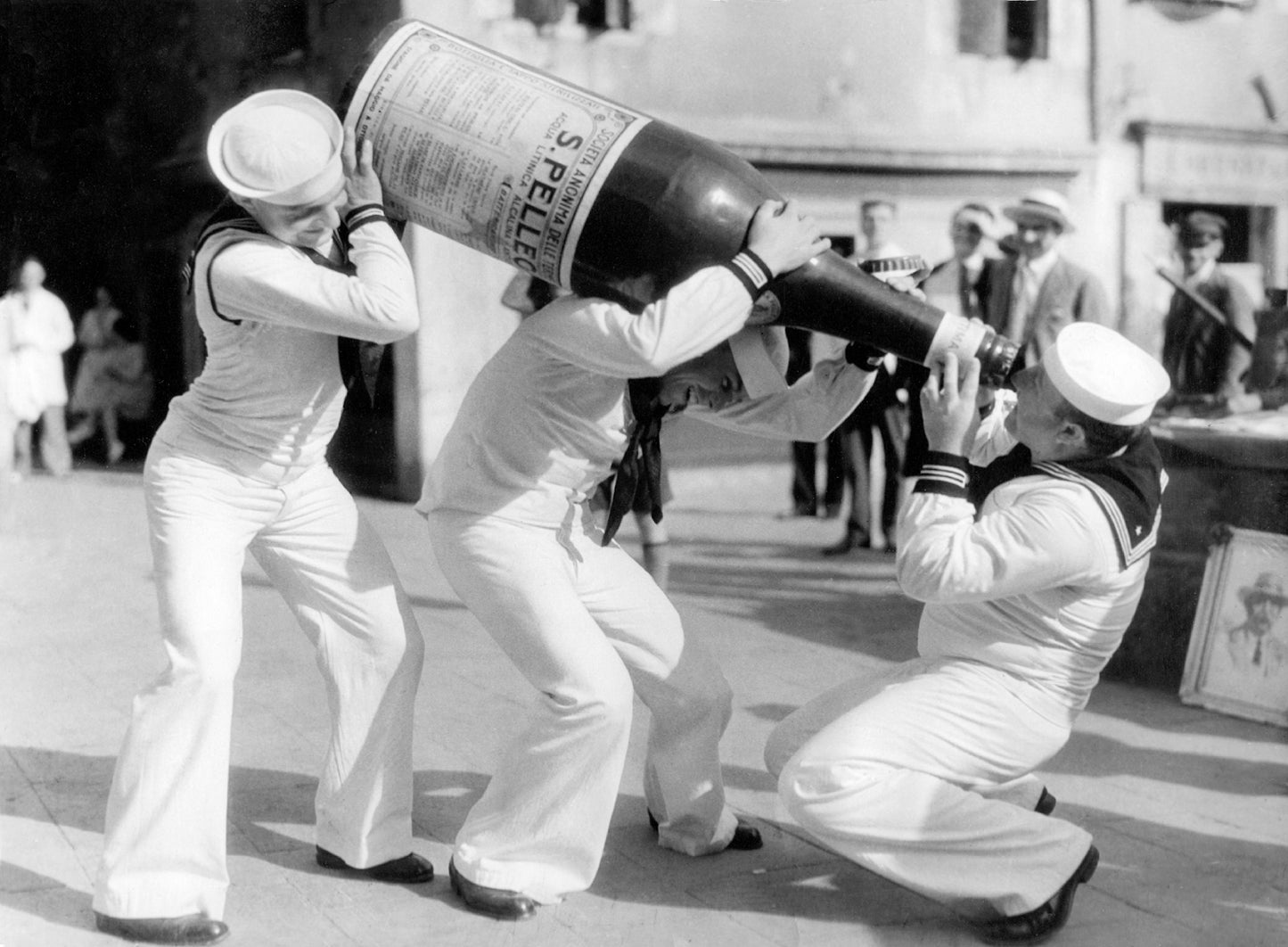 Sailors with Giant Bottle Greetings Card