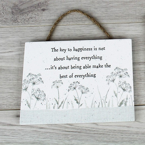 'The Key to Happiness.......' Sentimental Ceramic Hanging Sign