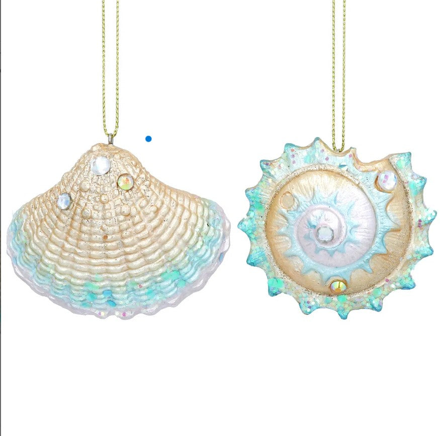 Blue/Gold Resin Shell Christmas Decoration