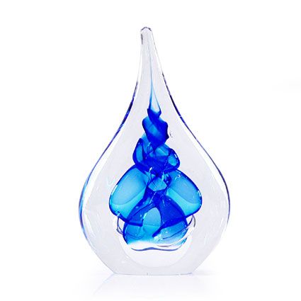 Crystal Glass Drop Paperweight, Blue