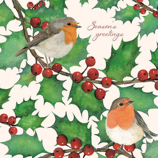 Charity 10 Pack Holly Berry Robin Christmas Cards