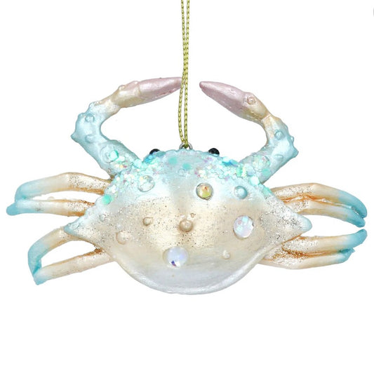 Blue/Gold Resin Crab Christmas Decoration