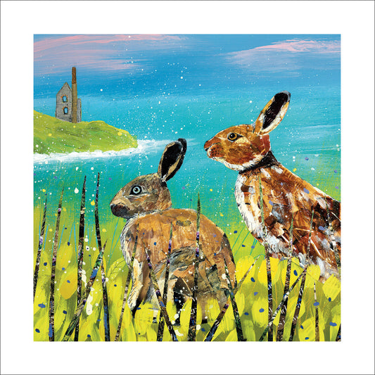 Tin Mine Rabbits Greetings Card