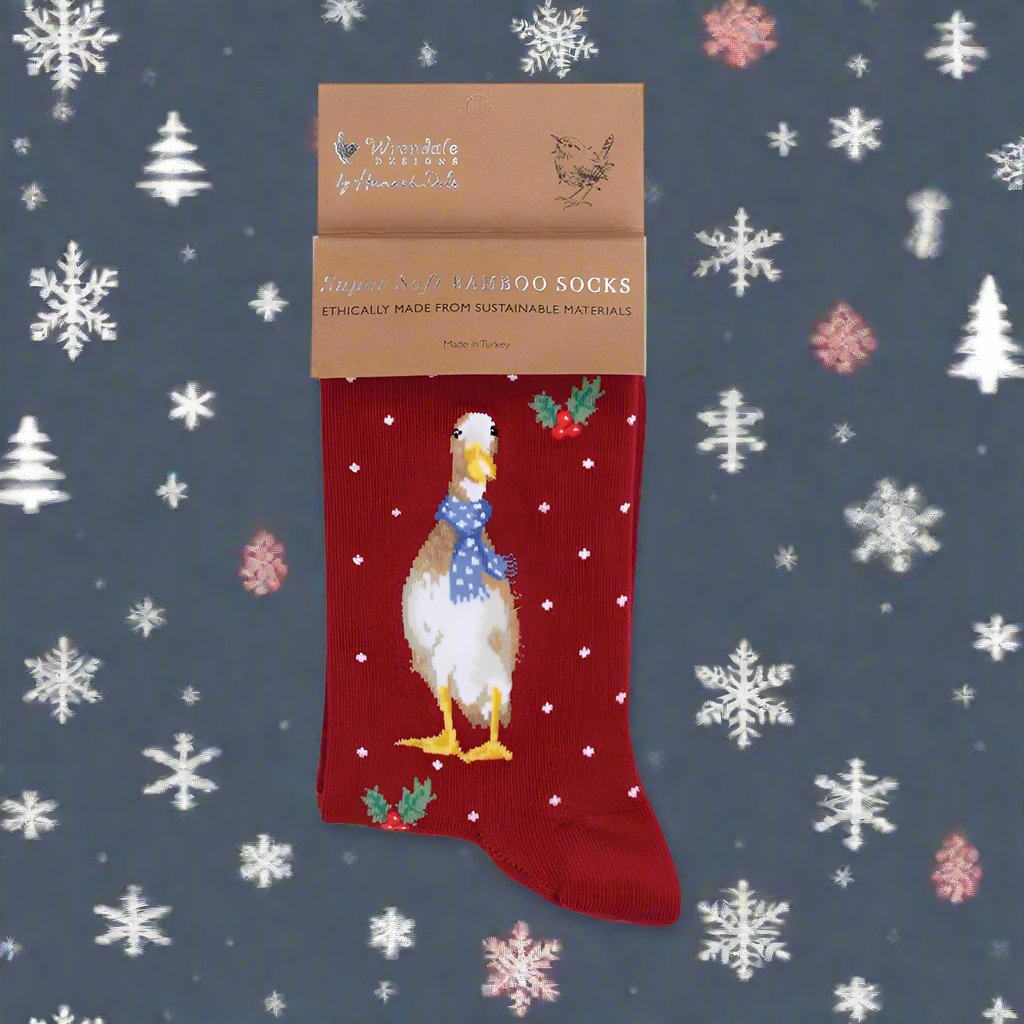 Wrendale Socks - Duck Christmas Scarves