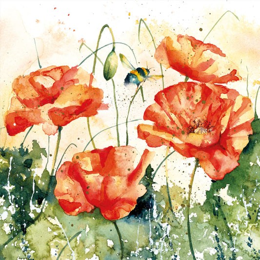 "Bees & Poppies” Greetings Card