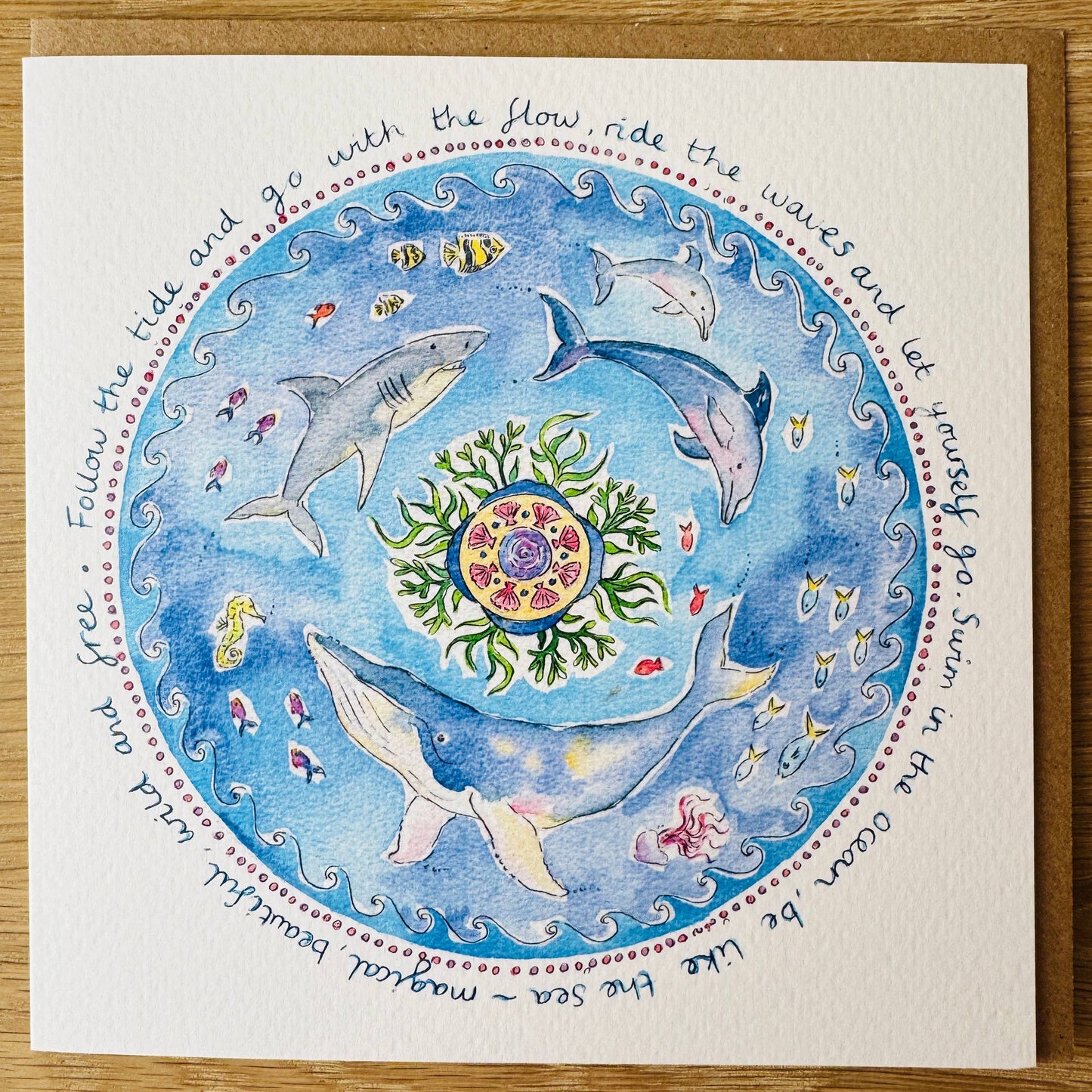 Go With The Flow Mindful Nature Art Card by Janine Drayson