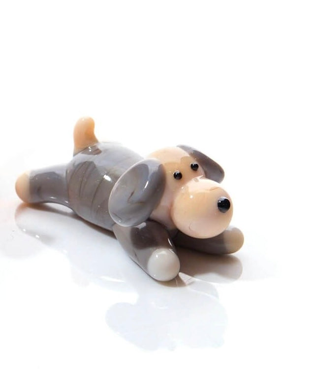 Glass Grey or Brown Dog Ornament