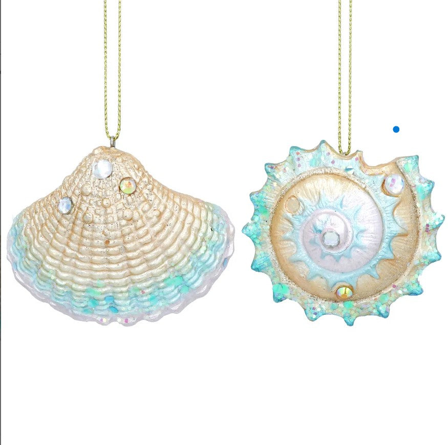 Blue/Gold Resin Shell Christmas Decoration