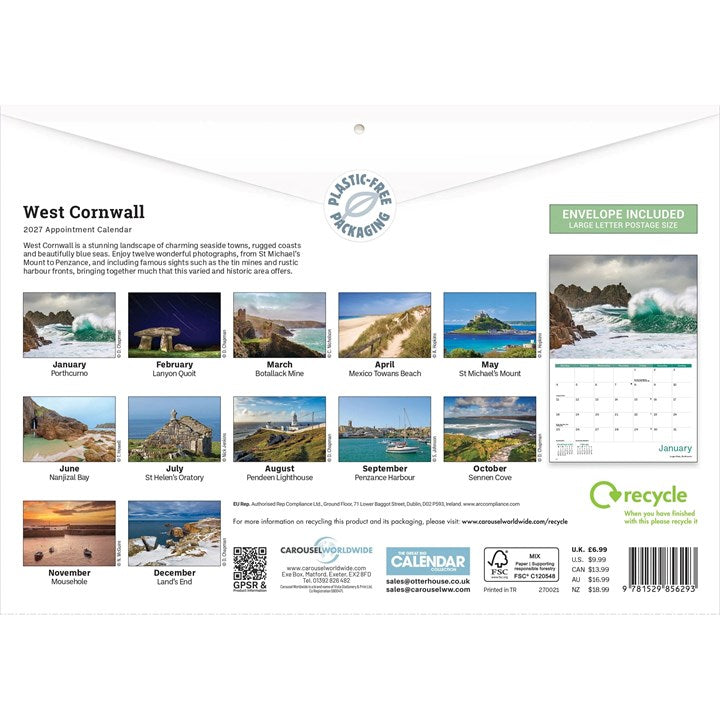West Cornwall A4 Calendar, 2027