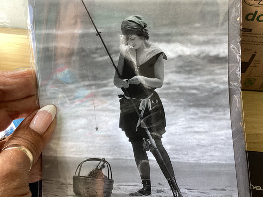 Women beach fishing