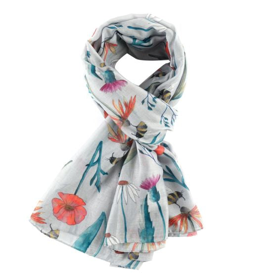 Meadow Print Scarf, Silver