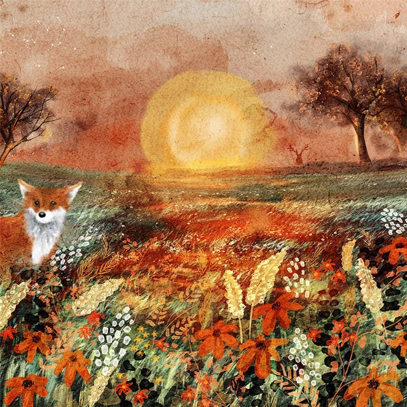 Sunset Fox Greeting Card
