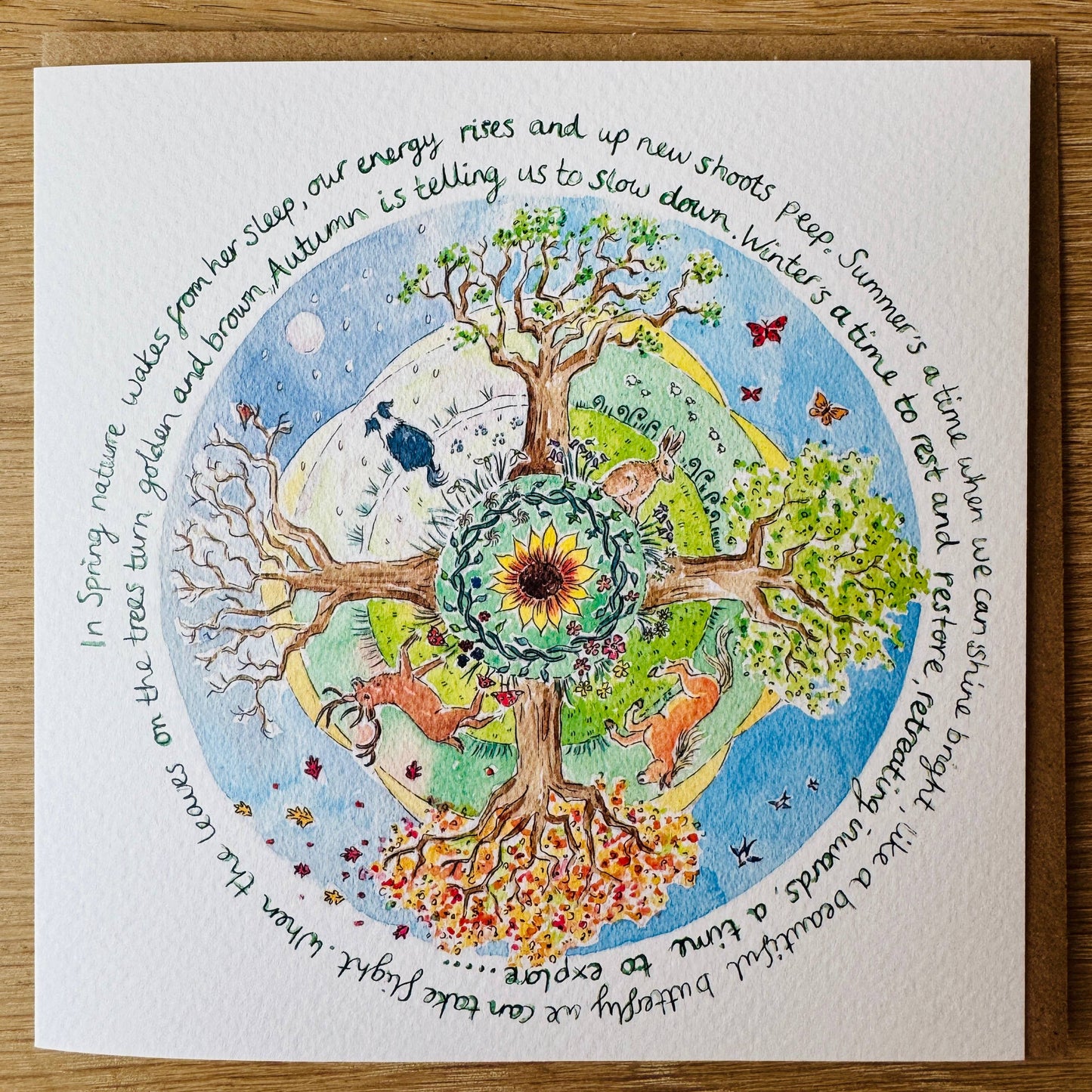Wheel of the Year Nature Inspired Art Card by Janine Drayson