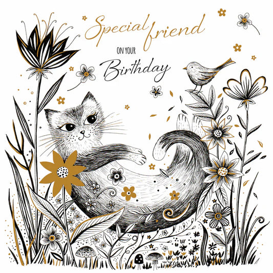Ink Moon Birthday Cat Greetings Card