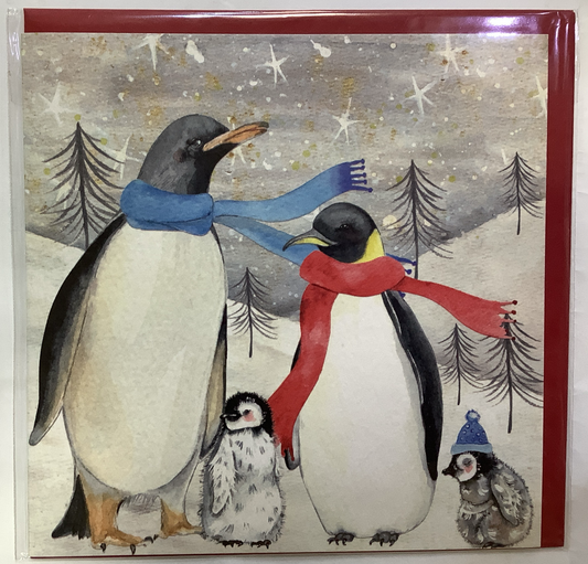 Penguin in Scarfs Christmas Card