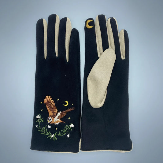 Secret Garden Owl Touchscreen Gloves