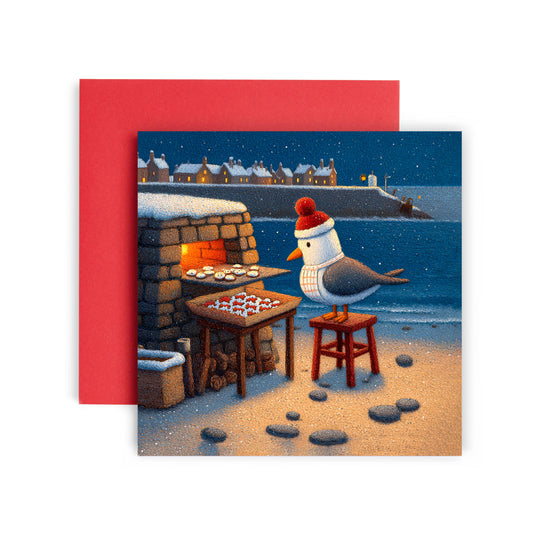 Seagull Baking Christmas Card