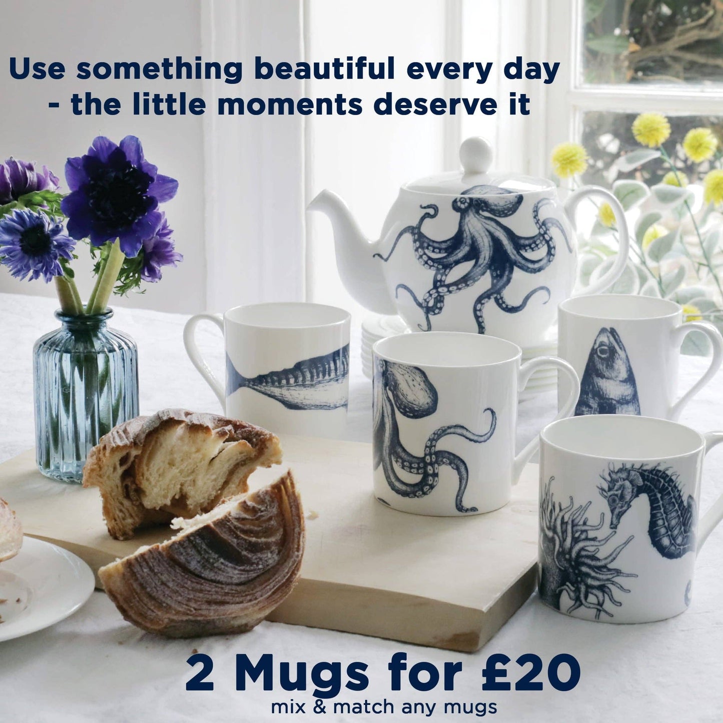 Bone China Mackerel Mug