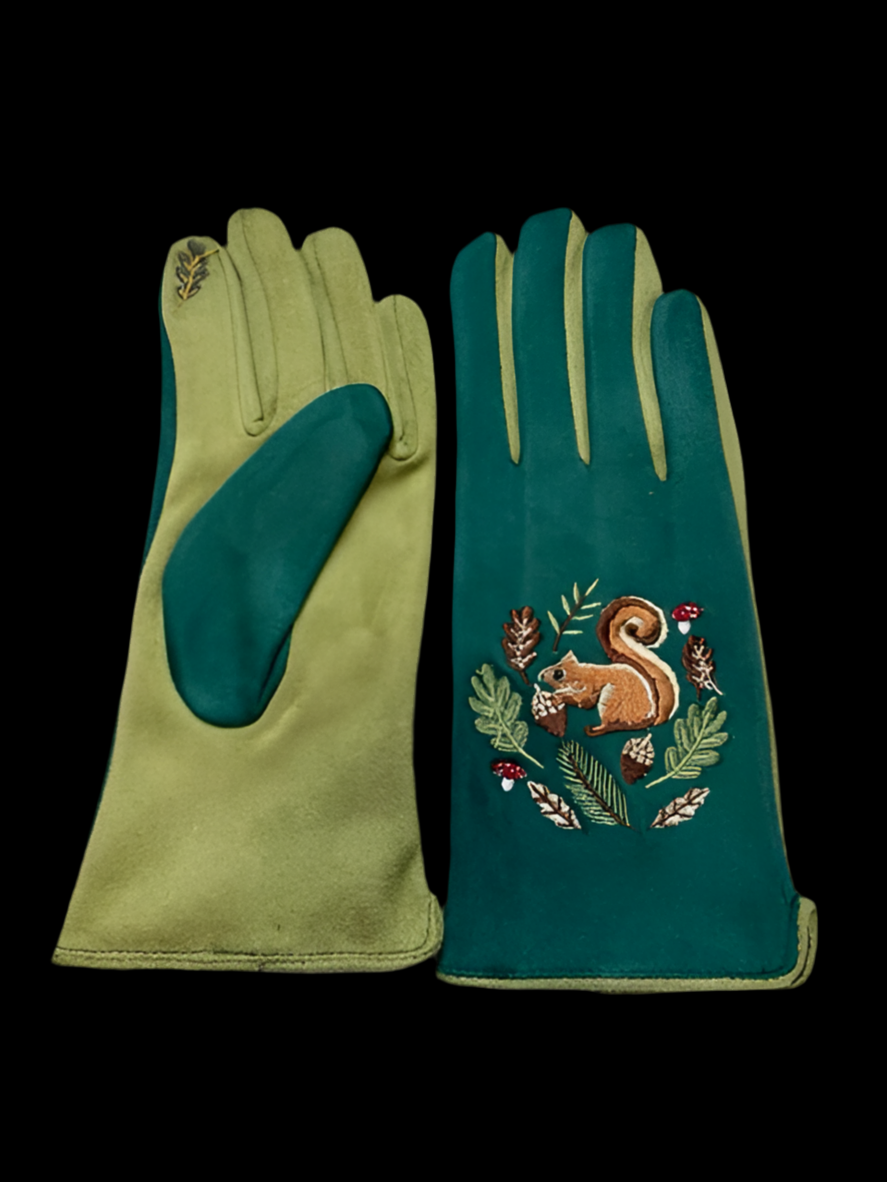 Squirrel Embroidered Gloves by House of Disaster