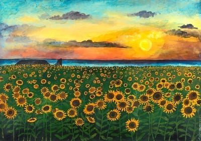 Sunflowers Rhossili Greetings Card