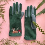 Secret Garden Embroidered Touchscreen Deer Gloves