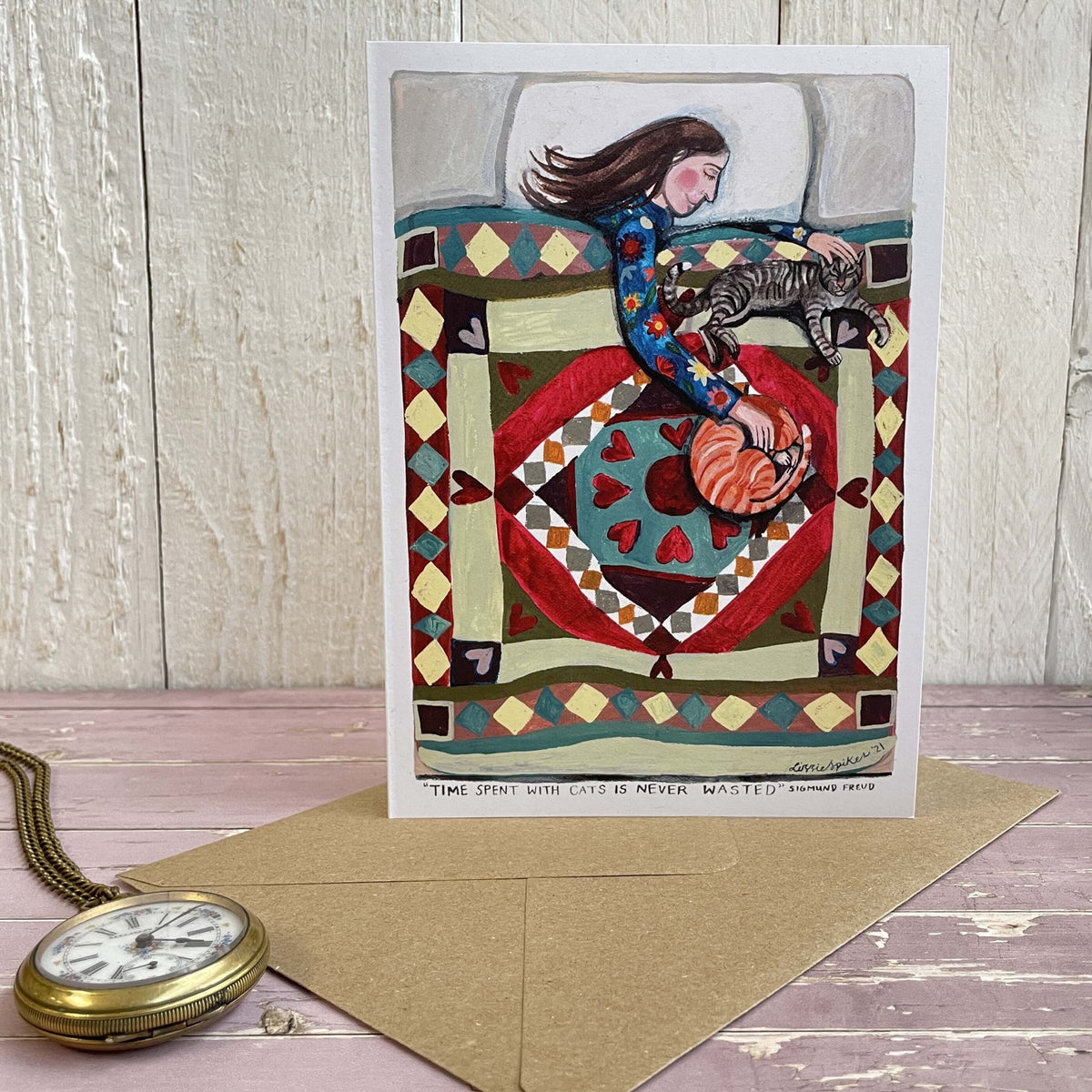 Time Spent With Cats Greetings Card - Driftwood Designs