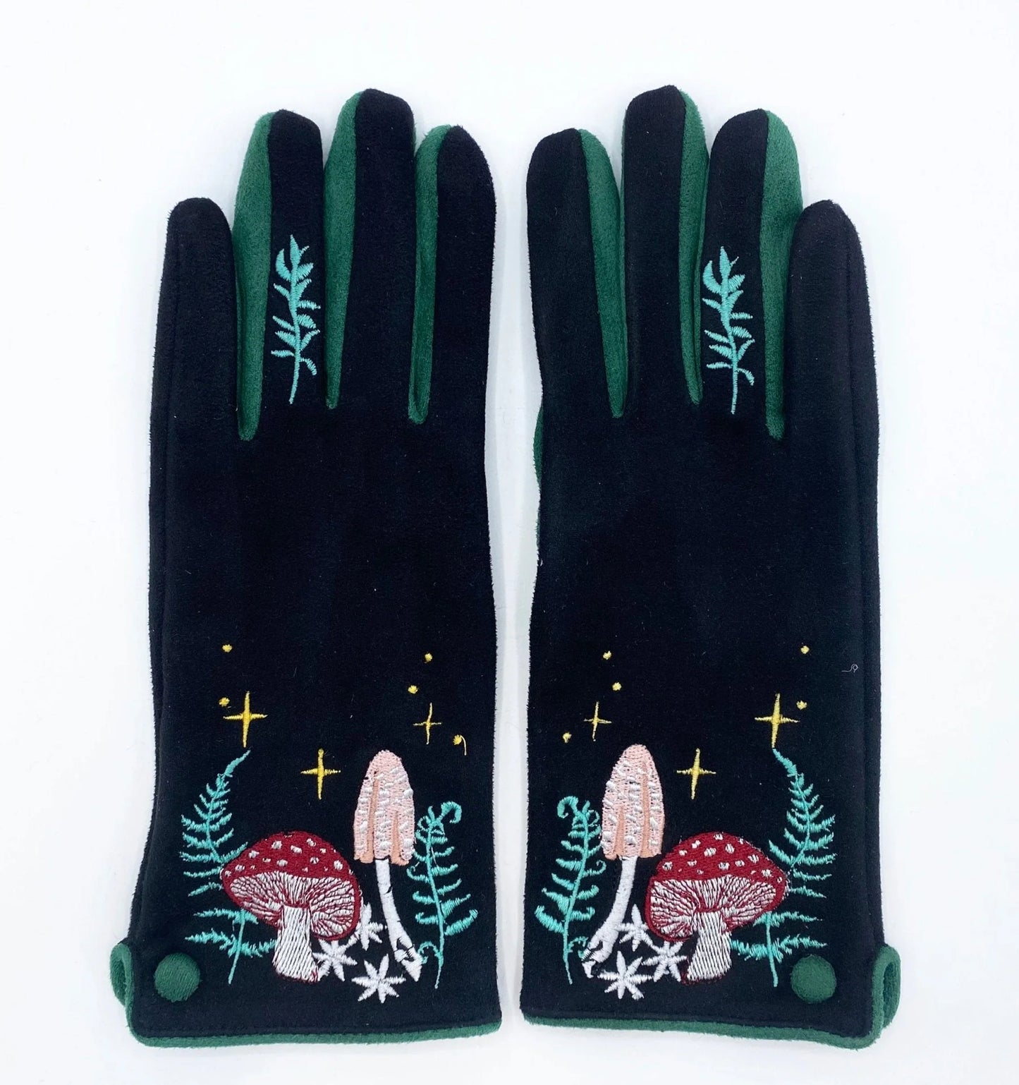 Secret Garden Embroidered Touchscreen Foliage Gloves