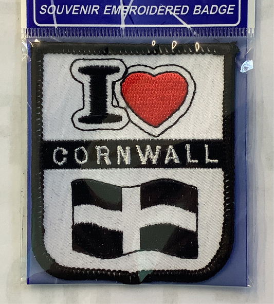 I Love Cornwall Embroidered Badge