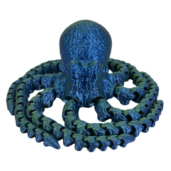 Two-Tone Blue Green 3D Printed Octopus