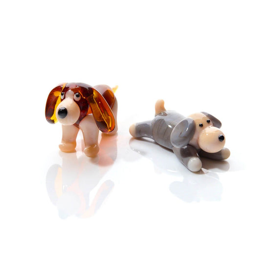 Glass Grey or Brown Dog Ornament