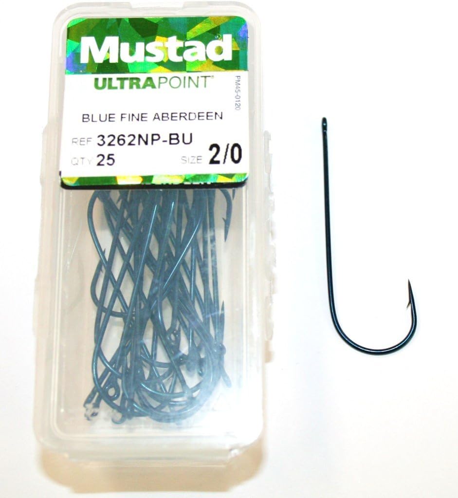 Mustad Ultrapoint Blue Fine Aberdeen, Size 3/0, 25 Piece